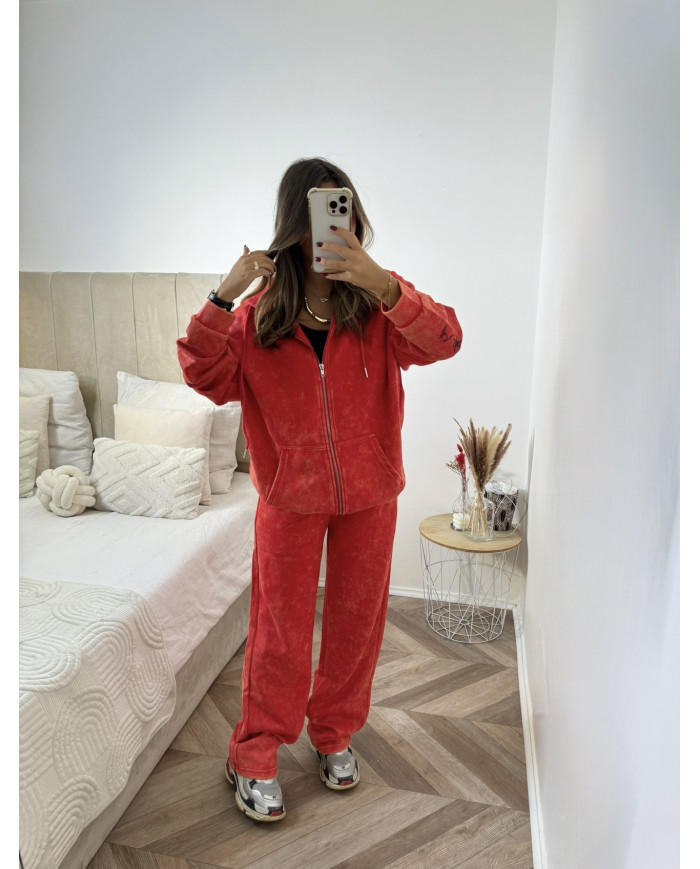 Ensemble Oversize jogging delave rouge